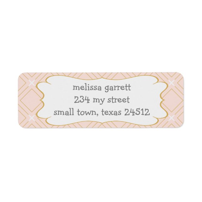 Pastel Peach och Guld Geometric Returadress Etikett (Framsidan)