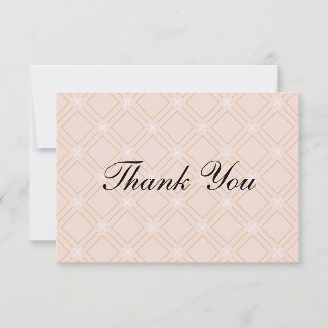 Pastel Peach och Guld Geometric Tack Kort (Framsida)