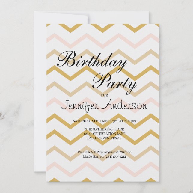 Pastel Peach och Guld Zig Zag (Framsida)