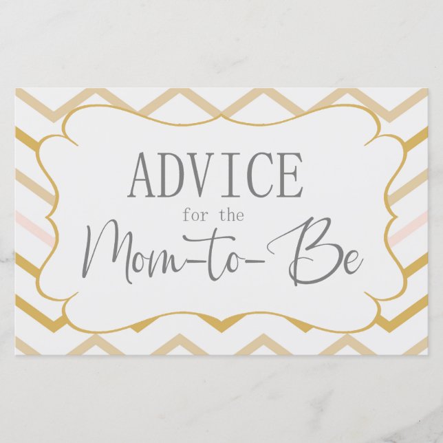 Pastel Peach och Guld Zig Zag Advice Card (Framsida)