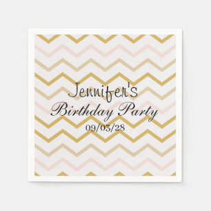 Pastel Peach och Guld Zig Zag Pappersservett