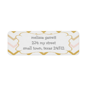 Pastel Peach och Guld Zig Zag Returadress Etikett