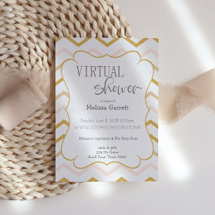 Pastel Peach och Guld Zig Zag Virtuell inbjudan