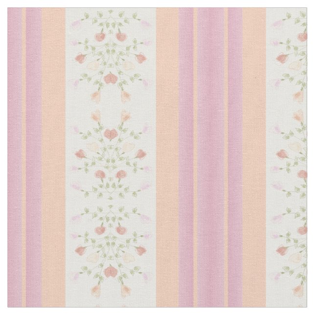 Pastel Peach och Rosa Rand Tyg (Närbild)