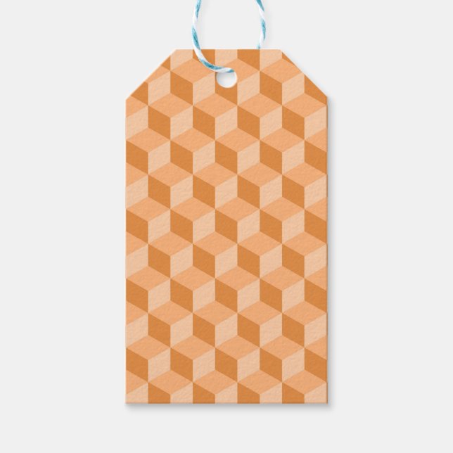 PASTEL PEACH ORANGE GEOMETRIC CUBE MÖNSTER PRESENTETIKETT (Framsidan)