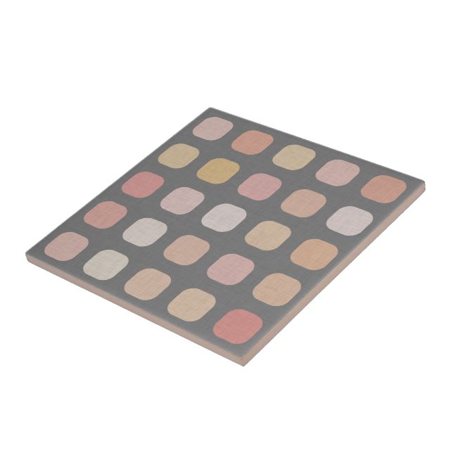 Pastel Peach Orange Rosa Round Square Art Mönster Kakelplatta (Sidan)