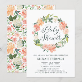 Pastel Peach Peonies Blommigt Utandningsskugga Inbjudningar