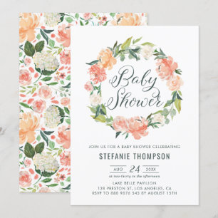 Pastel Peach Peonies Blommigt Utandningsskugga Inbjudningar