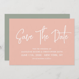 Pastel Peach & Sage Grönt Calligraphy Scan QR Code Spara Datumet