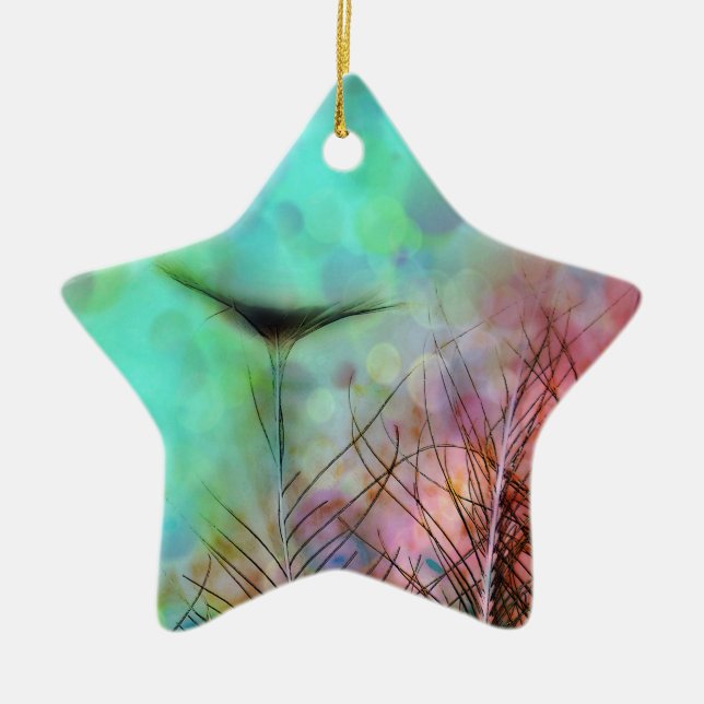 Pastel Peacock Feathers Julgransprydnad Keramik (Framsidan)