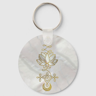 Pastel Pearl Unalome Lotus Symbol Nyckelring