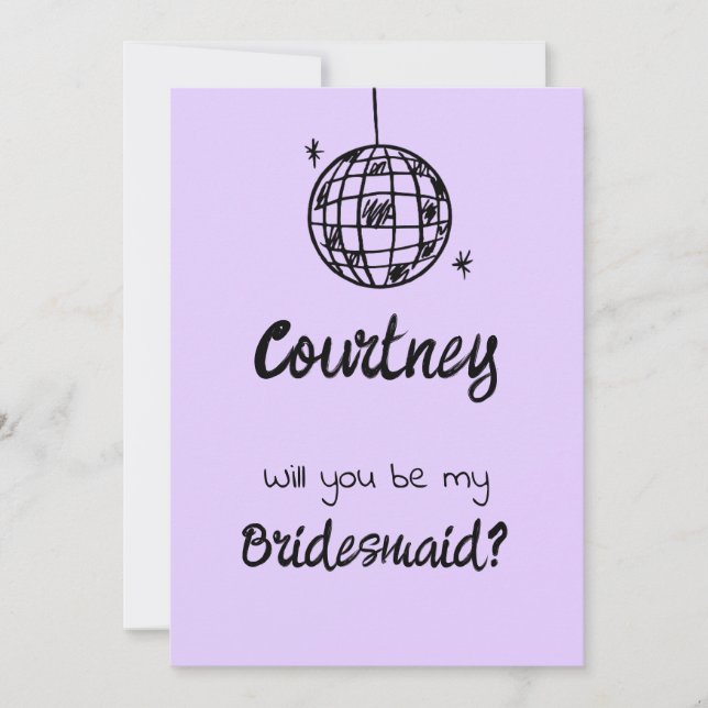 Pastel Penmanship Bridesmaid bjudande Lavender Inbjudningar (Framsida)