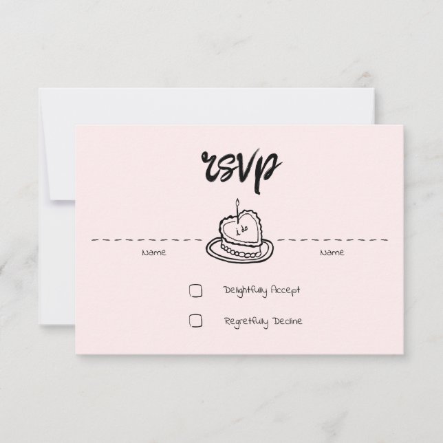 Pastel Penmanship RSVP Card Blush OSA Kort (Framsida)
