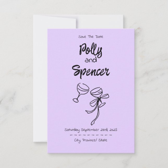 Pastel Penmanship Save Date Lavender (Framsida)