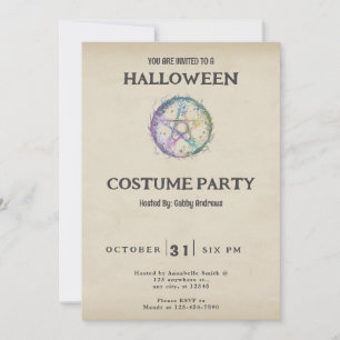 Pastel Pentagram Vintage Halloween Inbjudningar