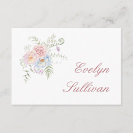 Pastel Peonies Flat Place Card