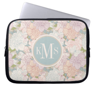 Pastel Peony & Butterfly Flower Mönster Laptop Fodral