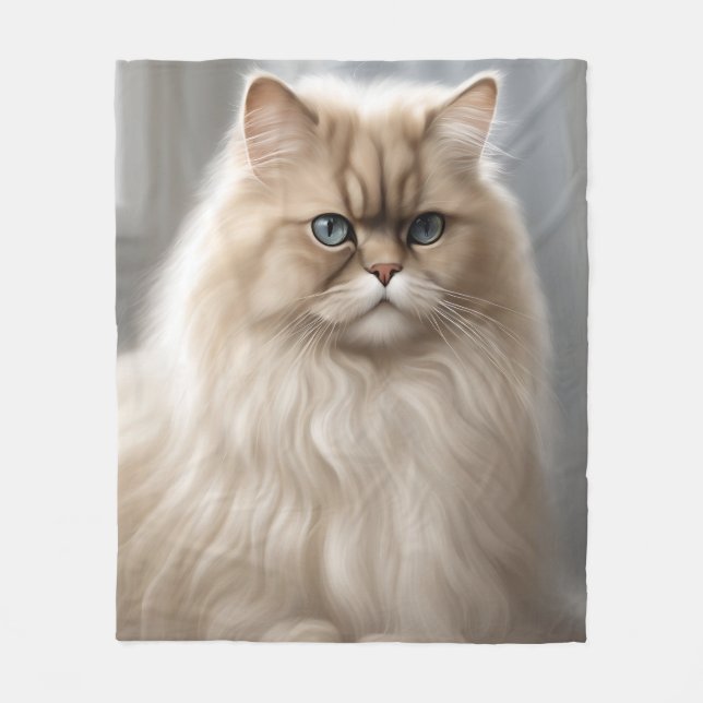 Pastel Persian Cat Porträtt Fleecefilt (Framsidan)