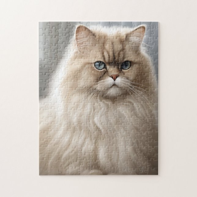 Pastel Persian Cat Porträtt Pussel (Vertikal)