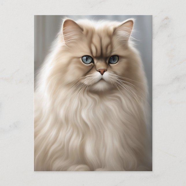 Pastel Persian Cat Porträtt Vykort (Framsida)
