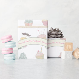 Pastel Personlig Cupkaka Mustache Mönster Presentpapper