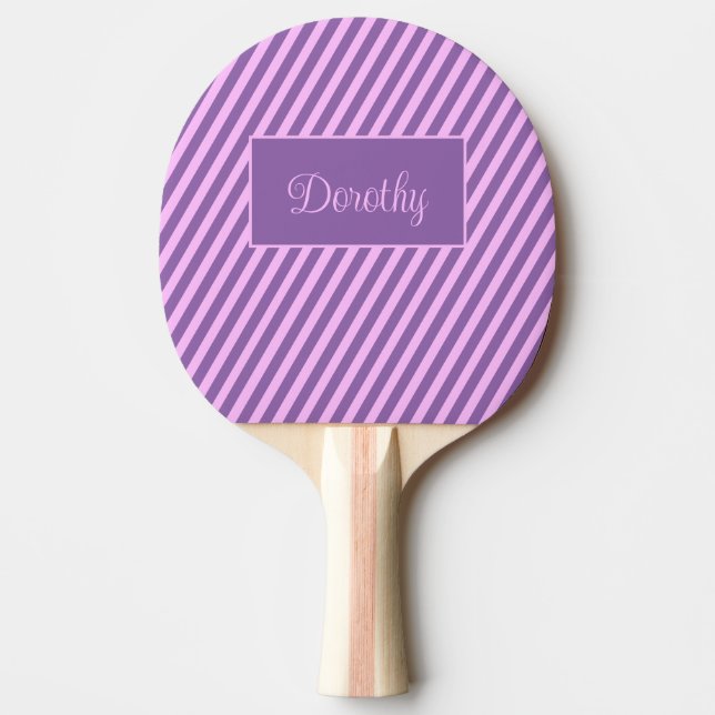 Pastel Personlig Rosa och Lavender Stripe Pingisracket (Framsidan)