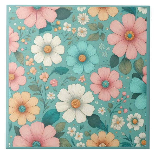 Pastel Petals Kakelplatta (Framsidan)