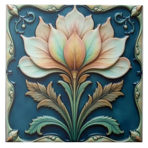 Pastel Petals på Teal Kakelplatta