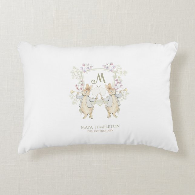 Pastel Peter the Rabbit Monogram Twillingars Baby  Prydnadskudde (Framsidan)