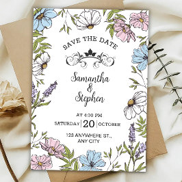 Pastel Pink and Green and Blue Save The Date  Inbjudningar