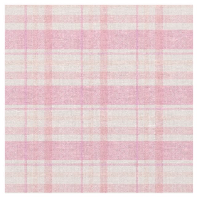 Pastel Pink and Orange Plaid Tyg (Närbild)