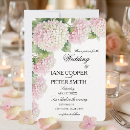 Pastel pink and white hydrangeas Budget Wedding  Inbjudningar