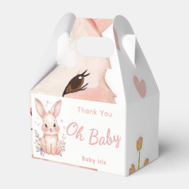 Pastel Pink Baby Shower Treat Box Cute Bunny Party Presentaskar