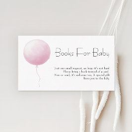 Pastel Pink Balloon Girl Baby Shower Books Request Tilläggskort
