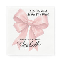 Pastel Pink Bow Girl Baby Shower