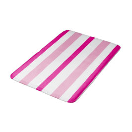 Pastel Pink Bright Pink White Summer Stripes Badrumsmatta