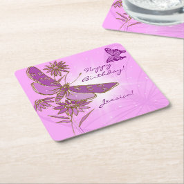 Pastel Pink Butterfly Throw Pillow Underlägg Papper Kvadrat