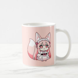 Pastel Pink Chibi Fox Girl  Coffee Mug Kaffemugg