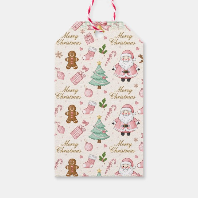 Pastel Pink Christmas Delight Presentetikett (Baksidan)