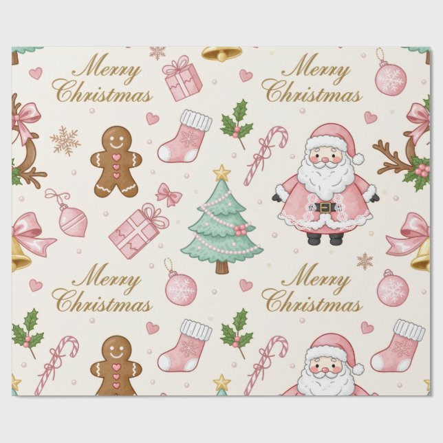 Pastel Pink Christmas Delight Presentpapper (Platt)
