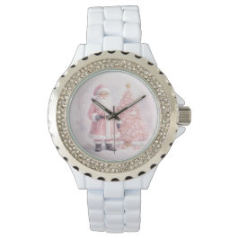 Pastel Pink Christmas Santa Locket Necklace Armbandsur