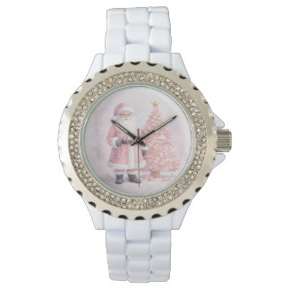 Pastel Pink Christmas Santa Locket Necklace Armbandsur