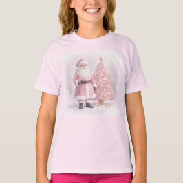 Pastel Pink Christmas Santa T Shirt