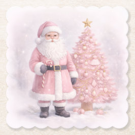Pastel Pink Christmas Santa Underlägg Papper