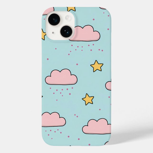 Pastel Pink Cloud and Yellow Star Pattern (Baksida)