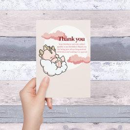 Pastel Pink Cloudy Cute Sleeping Baby Dragon Tack Kort