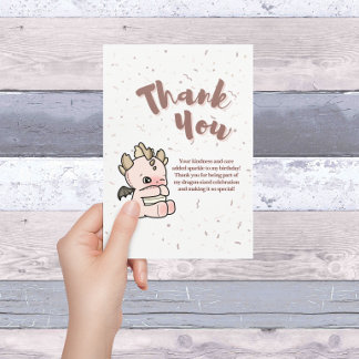 Pastel Pink Cute Baby Dragon Tack Kort