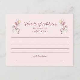 Pastel Pink Cute Girl Baby Shower Words of Advice Tilläggskort