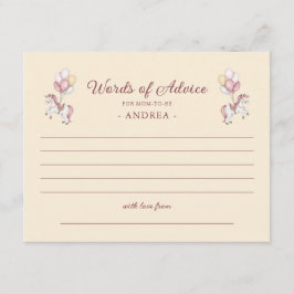 Pastel Pink Cute Girl Baby Shower Words of Advice Tilläggskort