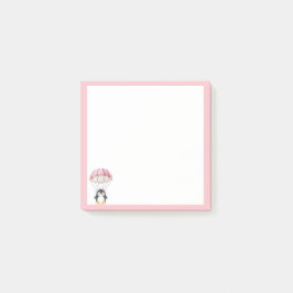 Pastel Pink Cute Penguin Parachute Post-It Notes